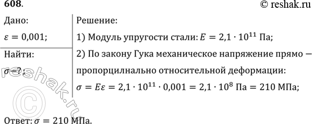 Изображение Найти механическое напряжение, возникающее в стальном тросе при его относительном удлинении...